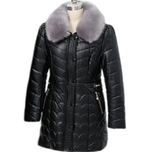 Load image into Gallery viewer, Winter Women Down Cotton Jacket Leather Coat