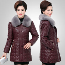 Load image into Gallery viewer, Winter Women Down Cotton Jacket Leather Coat