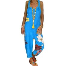 Load image into Gallery viewer, Sleeveless Bib Overall Backless Floral
