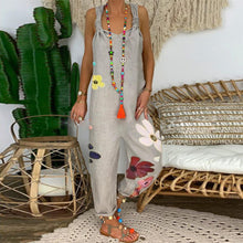 Load image into Gallery viewer, Sleeveless Bib Overall Backless Floral