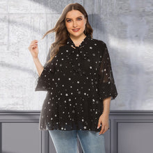 Load image into Gallery viewer, Plus Size Chiffon Blouse Shirt Women Summer Bow Tie Collar Long Sleeve