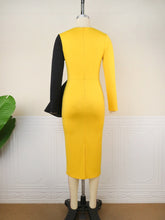 Load image into Gallery viewer, Party Dress Yellow Patchwork Ruffles Robes