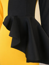 Load image into Gallery viewer, Party Dress Yellow Patchwork Ruffles Robes