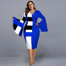 Load image into Gallery viewer, Elegant Geometric Print Evening Party Dress