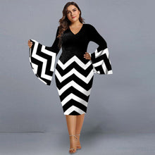 Load image into Gallery viewer, Elegant Geometric Print Evening Party Dress