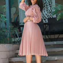 Load image into Gallery viewer, Elegant Lace Cutout Midi Dress Waistband