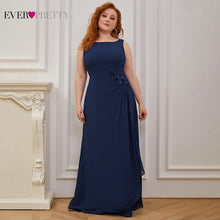 Load image into Gallery viewer, Plus Size Evening Dress Navy Blue Ever Pretty Elegant A Line O Neck
