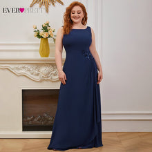 Load image into Gallery viewer, Plus Size Evening Dress Navy Blue Ever Pretty Elegant A Line O Neck