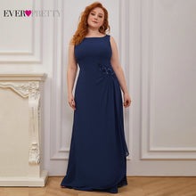 Load image into Gallery viewer, Plus Size Evening Dress Navy Blue Ever Pretty Elegant A Line O Neck