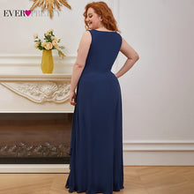 Load image into Gallery viewer, Plus Size Evening Dress Navy Blue Ever Pretty Elegant A Line O Neck