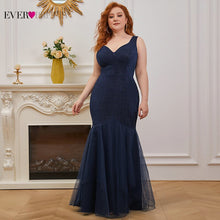 Load image into Gallery viewer, Plus Size Evening Dress Navy Blue Ever Pretty Elegant Mermaid Double V