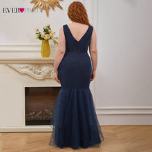 Load image into Gallery viewer, Plus Size Evening Dress Navy Blue Ever Pretty Elegant Mermaid Double V