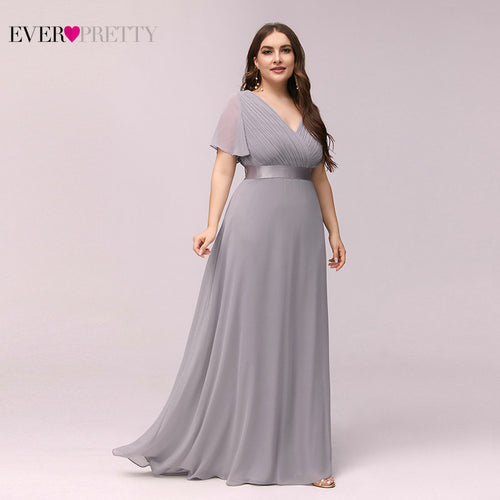 Plus Size Evening Dresses Long Ever Pretty Elegant A Line V Neck