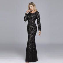 Load image into Gallery viewer, Plus Size Evening Dresses Mermaid O Neck Full Sleeve Lace Appliques