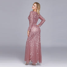 Load image into Gallery viewer, Plus Size Evening Dresses Mermaid O Neck Full Sleeve Lace Appliques