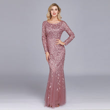 Load image into Gallery viewer, Plus Size Evening Dresses Mermaid O Neck Full Sleeve Lace Appliques