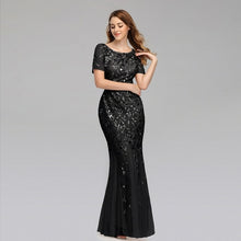 Load image into Gallery viewer, Plus Size Evening Dresses Mermaid O Neck Short Sleeve Lace Appliques