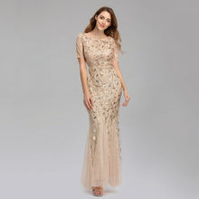 Load image into Gallery viewer, Plus Size Evening Dresses Mermaid O Neck Short Sleeve Lace Appliques