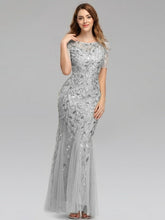 Load image into Gallery viewer, Plus Size Evening Dresses Mermaid O Neck Short Sleeve Lace Appliques