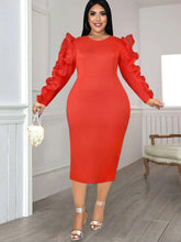 Load image into Gallery viewer, Midi Bodycon Dress Women Long Sleeve Patchwork
