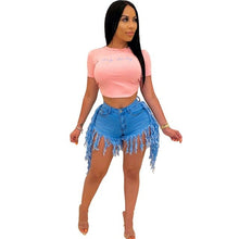 Load image into Gallery viewer, Plus Size Fashion Tassel Denim Shorts Sexy Women High Waist Casual - Sophornlilly