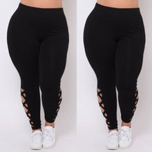 Load image into Gallery viewer, Plus Size Fashion Women Bandage Elastic Leggings Pure Criss-cross