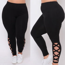 Load image into Gallery viewer, Plus Size Fashion Women Bandage Elastic Leggings Pure Criss-cross