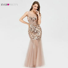 Load image into Gallery viewer, Plus Size Gold Sequined Evening Dresses Ever Pretty Mermaid V Neck