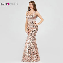 Load image into Gallery viewer, Plus Size Gold Sequined Evening Dresses Ever Pretty Mermaid V Neck