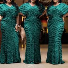 Load image into Gallery viewer, Batwing Sleeve Sequenced Party Dress Elegant Wedding