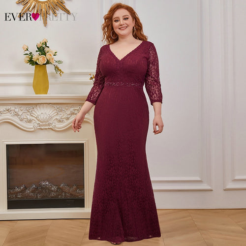 Plus Size Lace Evening Dresses Ever Pretty Elegant Mermaid V Neck