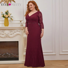 Load image into Gallery viewer, Plus Size Lace Evening Dresses Ever Pretty Elegant Mermaid V Neck