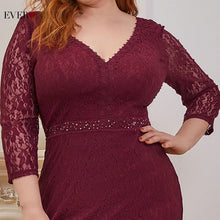 Load image into Gallery viewer, Plus Size Lace Evening Dresses Ever Pretty Elegant Mermaid V Neck