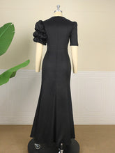 Load image into Gallery viewer, Plus Size Party Dress Women Elegant High Slit Black Long Robes Puff
