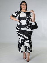 Load image into Gallery viewer, O Neck Short Sleeve Ruffle Dress