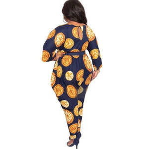 Plus Size Printing Women O neck Casual Jumpsuits Hot Selling Lady's O - Sophornlilly