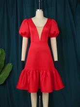 Load image into Gallery viewer, Elegant Half Sleeve Midi Deep Neck Dress