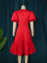Load image into Gallery viewer, Elegant Half Sleeve Midi Deep Neck Dress