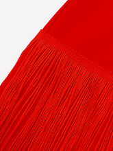 Load image into Gallery viewer, Red Tassel V Neck Sleeveless High Waist Fringe