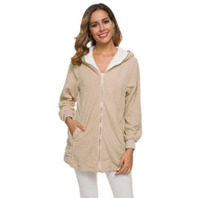 Load image into Gallery viewer, Women Jacket fashion warm Fur Fleece Teddy Long Hooded