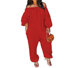 Load image into Gallery viewer, Plus Size Slash Neck Women Solid Loose Jumpsuits Spring New - Sophornlilly