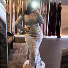 Load image into Gallery viewer, Plus Size Velour Moroccan Kaftan Evening Dresses Lace Appliques Arabic