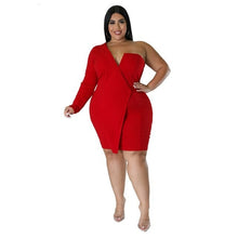 Load image into Gallery viewer, Irregular V Neck Elegant Dress