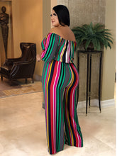 Load image into Gallery viewer, Sexy Off Shoulder Stripe Jumpsuit Lace