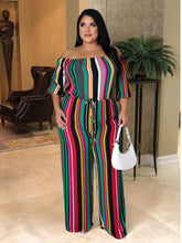 Load image into Gallery viewer, Sexy Off Shoulder Stripe Jumpsuit Lace