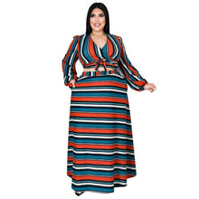 Load image into Gallery viewer, Women Clothing Temperament Two Piece Set Striped Casual V