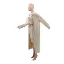 Load image into Gallery viewer, Women Clothing Three Piece Set Long Sleeve Coat and Crop Top