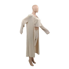 Load image into Gallery viewer, Women Clothing Three Piece Set Long Sleeve Coat and Crop Top