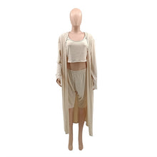 Load image into Gallery viewer, Women Clothing Three Piece Set Long Sleeve Coat and Crop Top