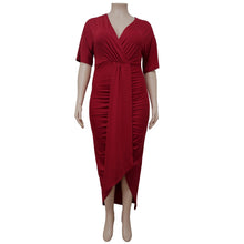 Load image into Gallery viewer, Solid V Neck Ruffle Dress